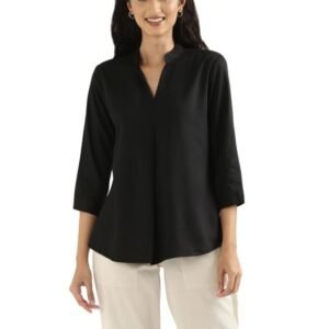 Viscose Top Pleated V-Neck  Office Casual Wear