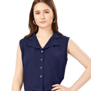 Solid Button Front Top – Casual Wear