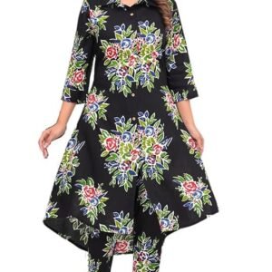 Black Cotton Co-Ord Set with Kurta & Pants - Everyday Wear