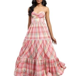 Pink Fit and Flare Maxi Dress - Vacation Wear
