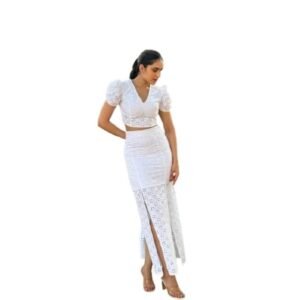 Cotton Schiffli Co-Ord Set – Relaxed Fit, Two-Piece Summer Outfit for Women