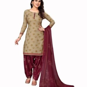 Salwar Suit Set Unstitched Crepe Printed With Dupatta Casual Wear