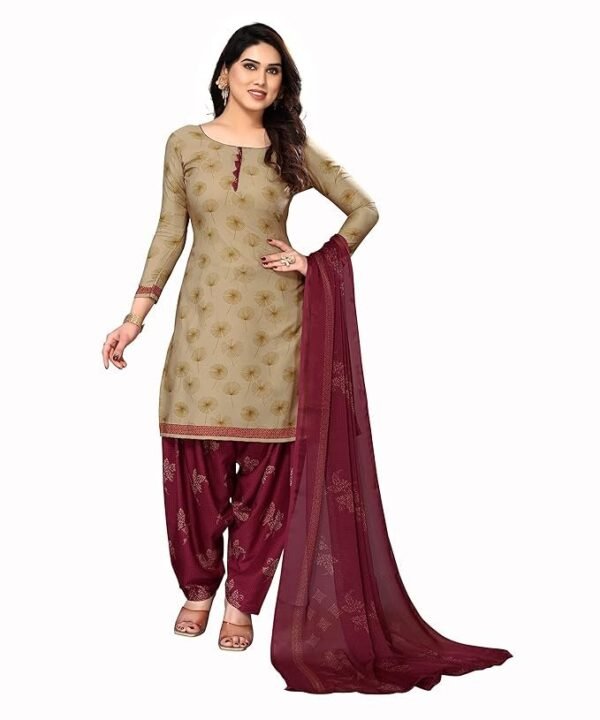 Salwar Suit Set Unstitched Crepe Printed With Dupatta Casual Wear