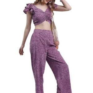 Women Polyester Regular Fit Printed Short Sleeve Co-Ord Set