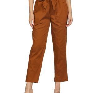 Amazon Brand - Symbol Women's Slim High Rise Ankle Length Tapered Paper Bag Formal Trousers