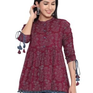 KBZ Women's Rayon Floral Print Regular Wear Top