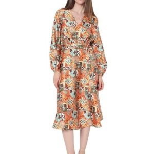 VERO MODA Women's Polyester Fit and Flare Midi Dress