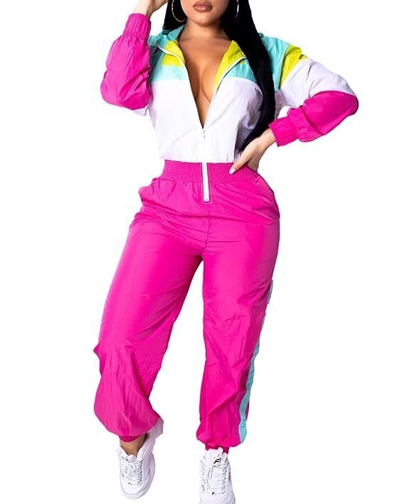 EOSIEDUR Women's Pullover Hoodies Jumpsuit Zipper Jacket Windbreaker Elastic Waistband Pants One Piece Outfits Tracksuit Set