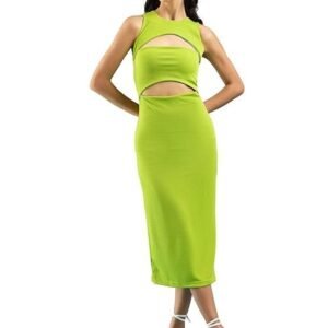 Uptownie Lite Women's Stretchable Ribbed Bandage Midi Dress