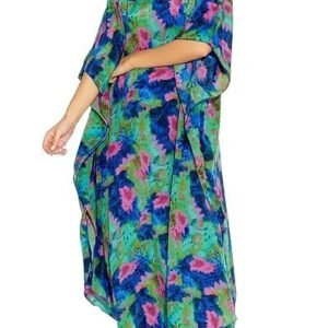 SUN-ROSE FASHIONS Trending Tie and Dye Prints Comfortable Long Plus Size Women's Kaftan Maxi Dress | Beach Cover up |One Size fits All