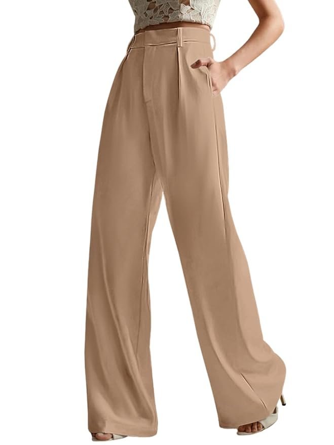 GRECIILOOKS Women High Rise High Waist Trousers Flared Korean Style Formal Pants|Elegant Workwear for Office, College & Events