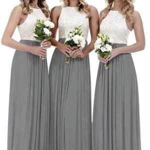 NewFex Lace Bridesmaid Dress Long A-Line Evening Party Gown for Womens