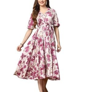 Stylum Women's Floral Printed Cotton Flared Maxi Dress