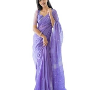 Women's Kanjivaram Soft Cotton Linen Silk Saree With Blouse Piece
