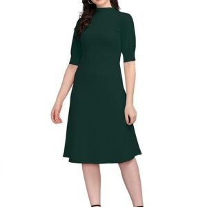 PURVAJA Women's Corduroy Fit and Flare Knee-Length Dress