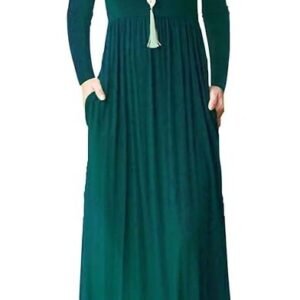 MISFAY Women's Long Sleeve Loose Plain Maxi Dresses Casual Long Dresses with Pocket